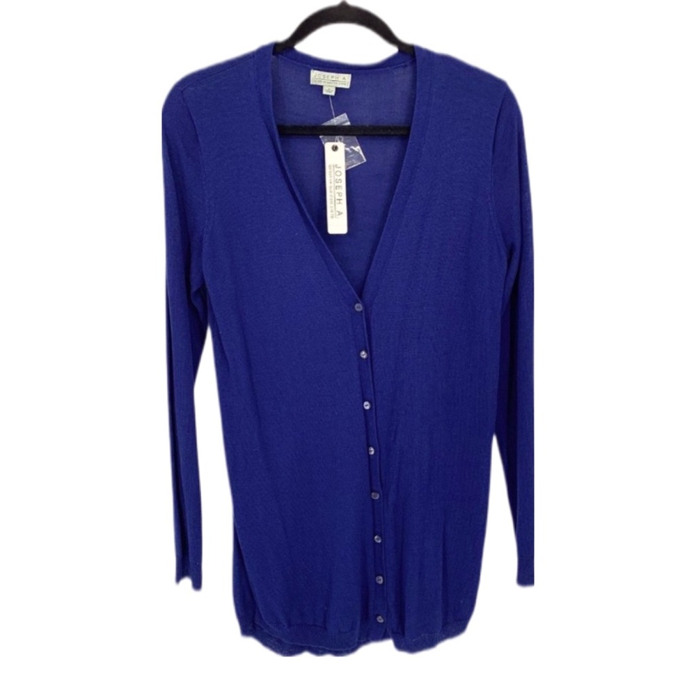 Joseph A. Lightweight Long Sleeve Royal Blue V Neck Cardigan Sweater Size Small